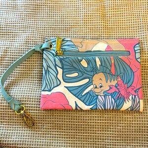 Loungefly Rare Disney Little Mermaid Flounder clip wristlet pouch bag